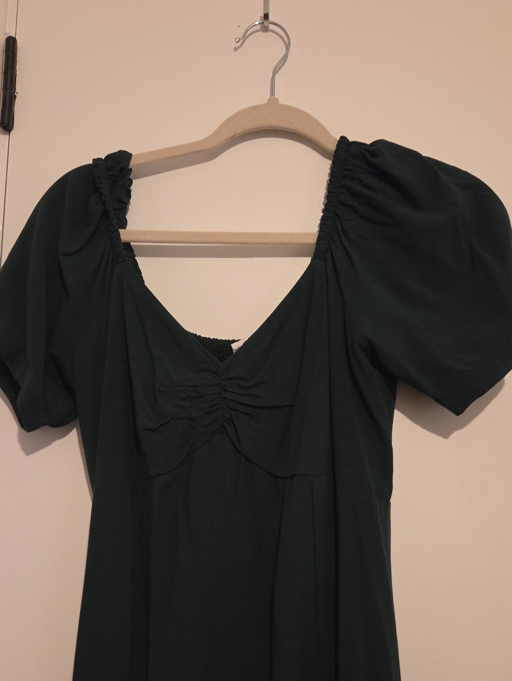 GAP Dark Green Puff Sleeve Midi Dress